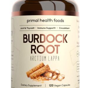 Organic Burdock Root Capsules 1000 mg 60 Servings | Circulation, Blood, Immune, Thyroid, Skin and Joint Support | Vegetarian, Organic, Non-GMO & Gluten Free