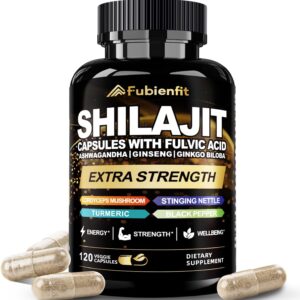 Shilajit Capsules - Premium Shilajit for Men - with Ashwagandha Ginseng and More Fulvic Acid for Men/Women - 120 Capsules