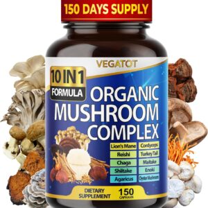 10 in 1 High Strength Mushroom Supplement - Lions Mane, Cordyceps, Reishi - Brain Supplements for Memory and Focus ** 5-Month Supply